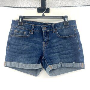 Aeropostale Midi Dark Wash Denim Cuffed Shorts Women's 6